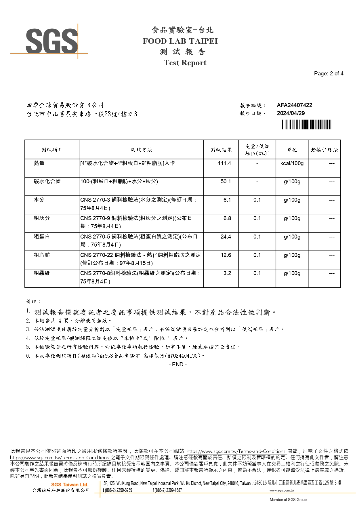 營養成分分析報告第2頁