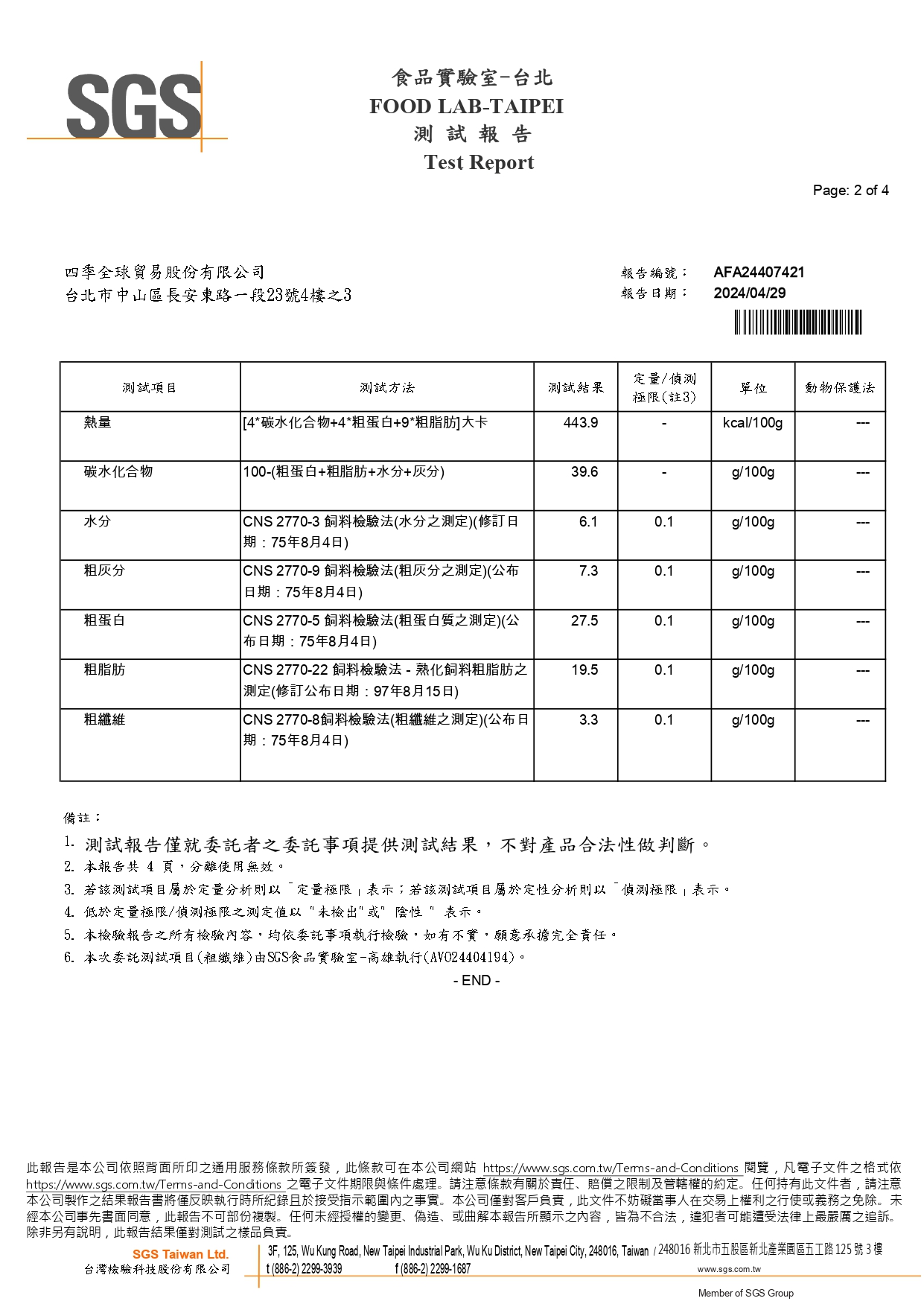 營養成分分析報告第2頁